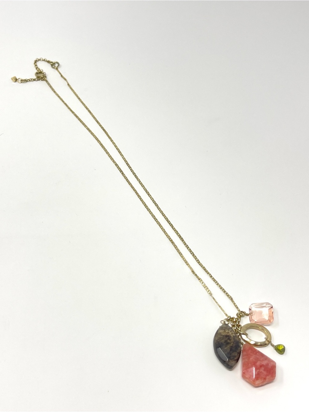 New Anthropologie Charm Stone Necklace Gold